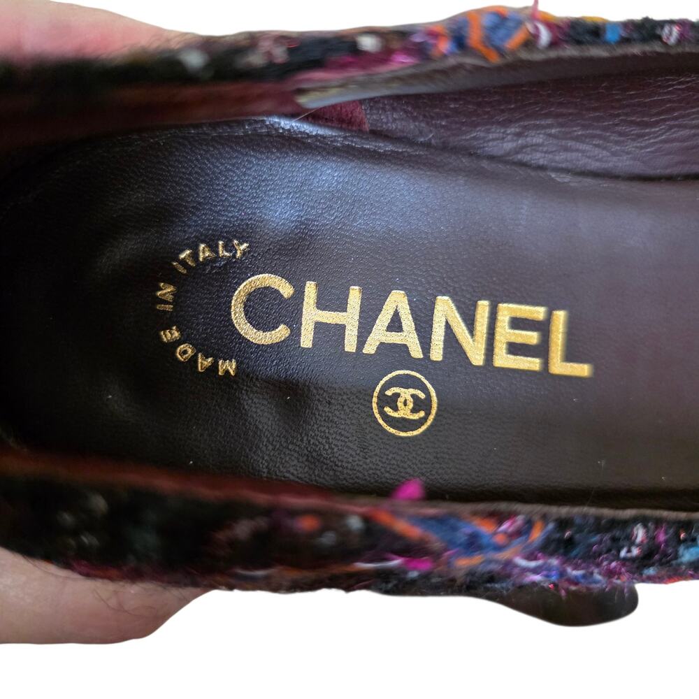 Chanel Tweed Ballet Flats Navy Black CC Cap Toe IT 40 US 9–9.5 G27760 - Picture 11 of 14